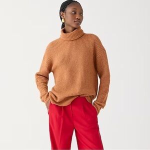 J crew Relaxed turtleneck sweater in brushed yarn heather gingerbread